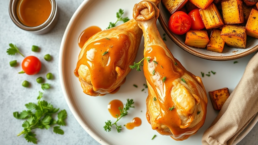 Honey Mustard Chicken Drumsticks with Roasted Vegetables