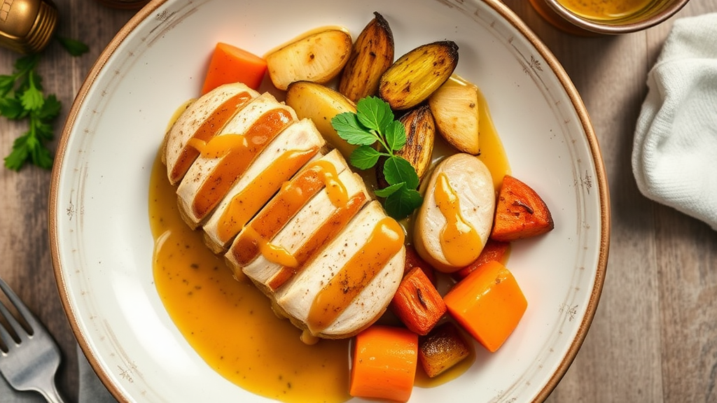 Honey Mustard Chicken with Roasted Vegetables