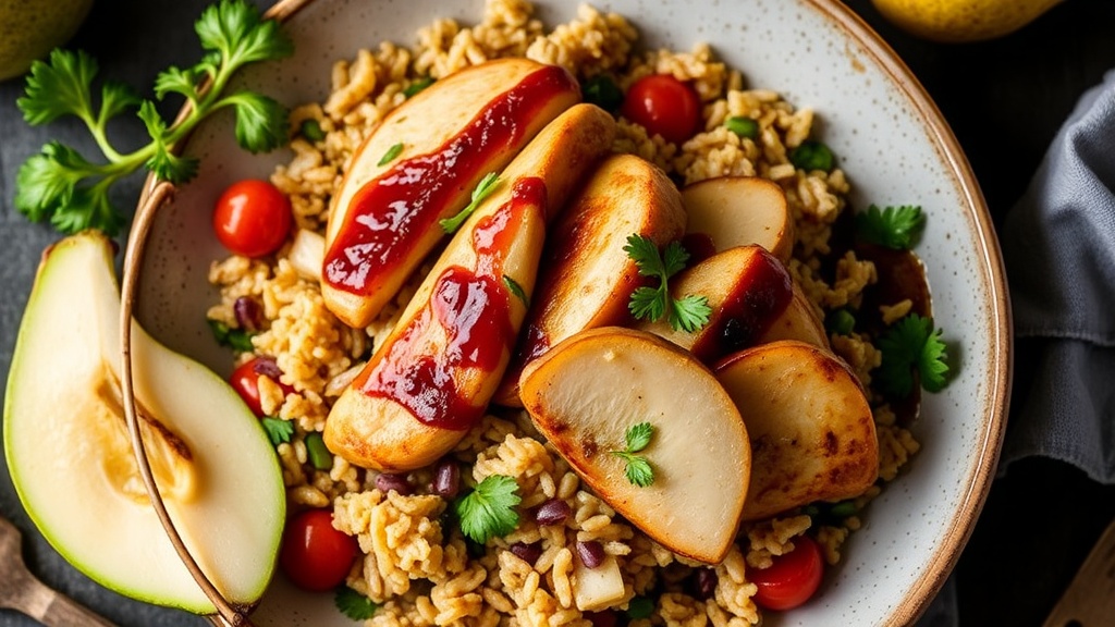 Honey-Balsamic Chicken with Pear and Rice Salad