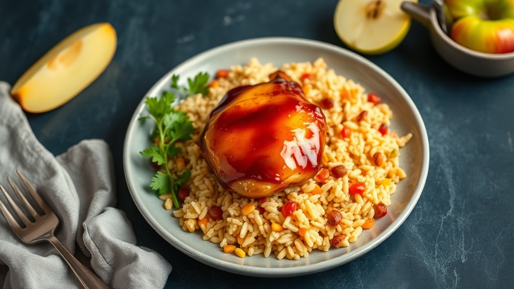 Honey-Glazed Chicken with Apple-Corn Rice