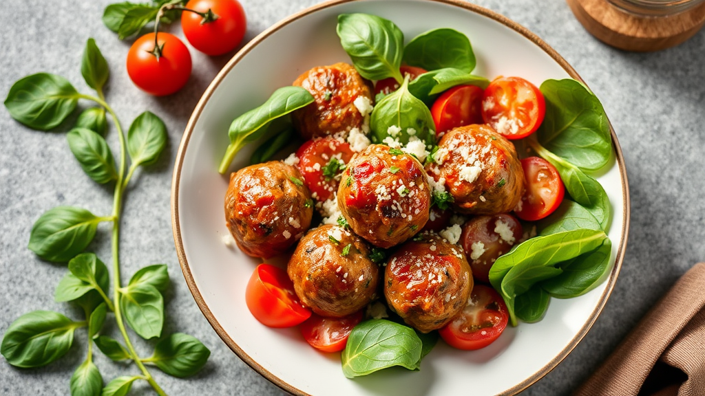 Italian Meatball Spinach Salad