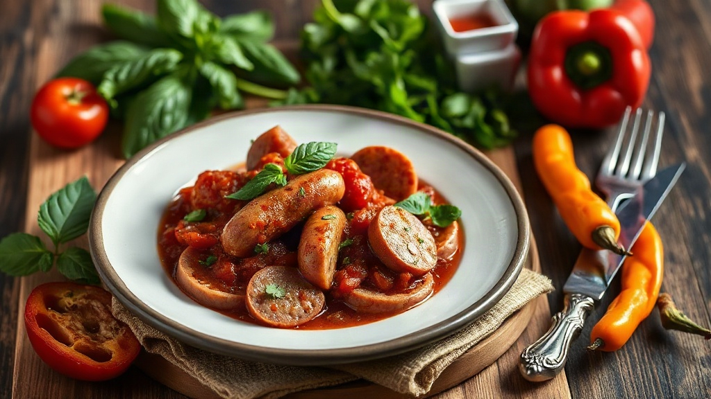 Italian Sausage and Tomato Sauce with Roasted Peppers