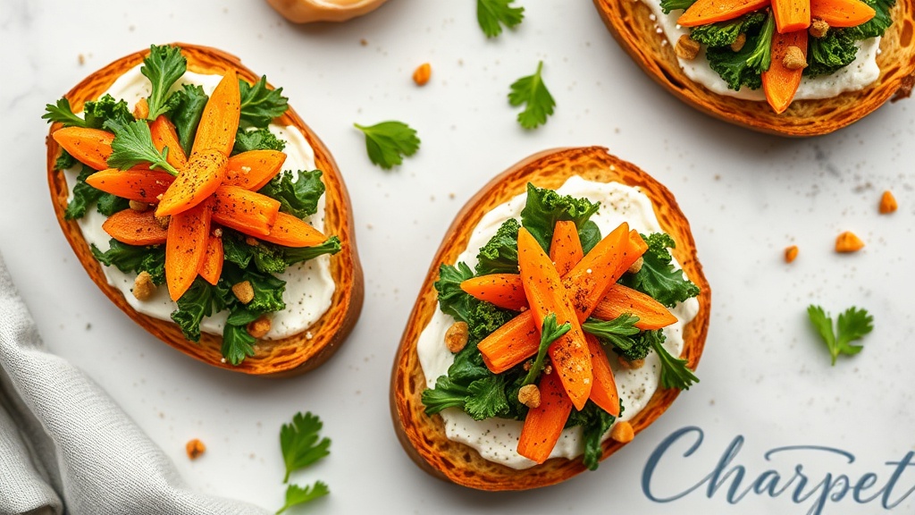 Kale and Carrot Cheese Toasts