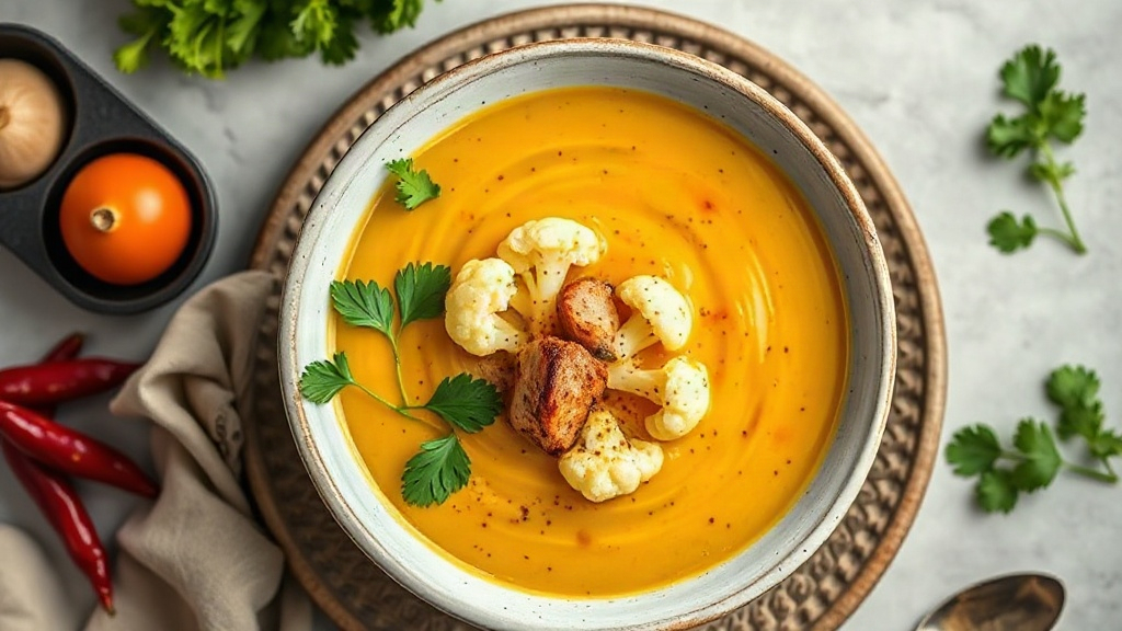 Keto Cauliflower Soup with Pork Belly and Cajun Spices