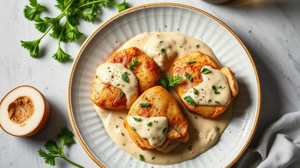 Keto Creamy Garlic Chicken Thighs