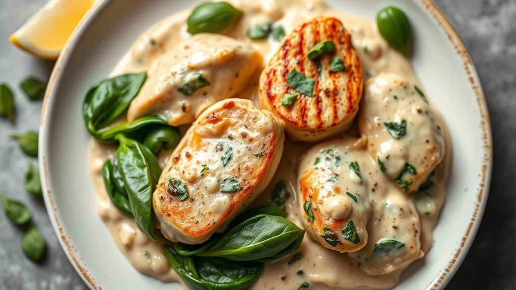 Keto Creamy Garlic Chicken with Spinach