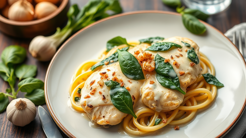 Keto Creamy Garlic Spinach Chicken