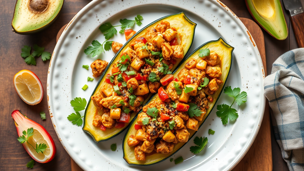 Keto Mexican Chicken Zucchini Boats