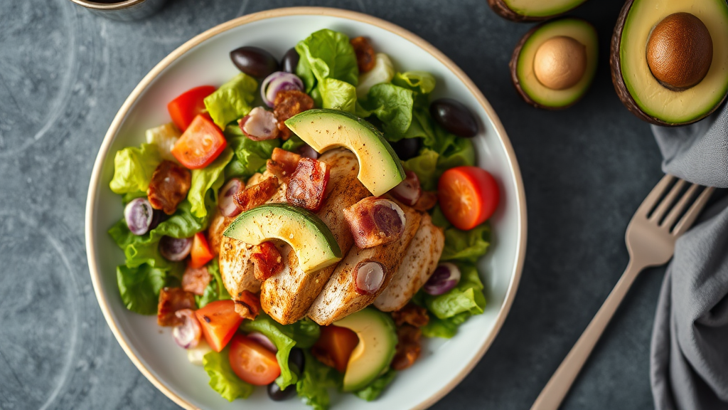 Keto Roasted Chicken Salad with Avocado and Bacon