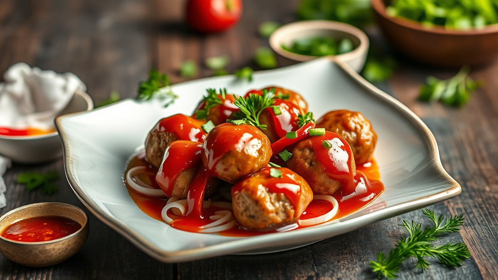 Korean Meatballs with Gochujang Glaze