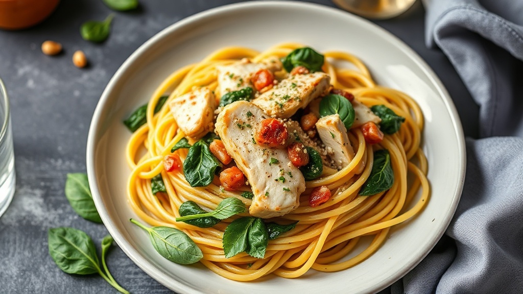 Lactose-Free Chicken Spinach Pasta