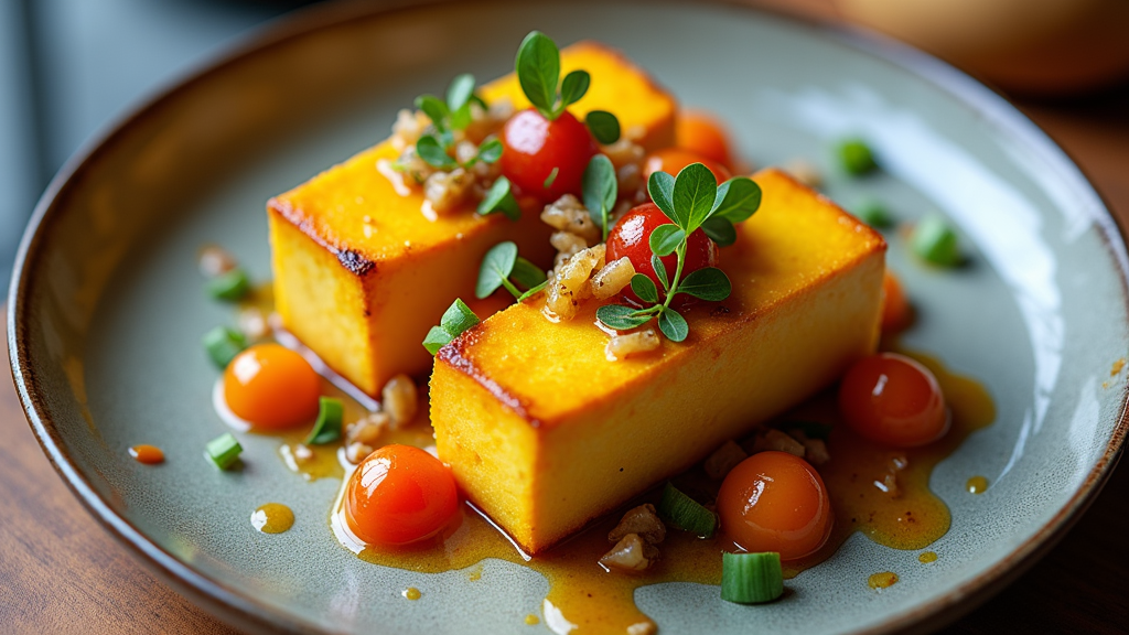 Lava Haloumi and Tofu with Spicy Mango Sauce