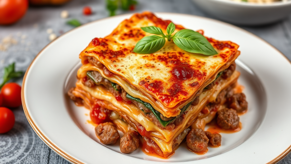 Layered Beef and Italian Sausage Lasagna