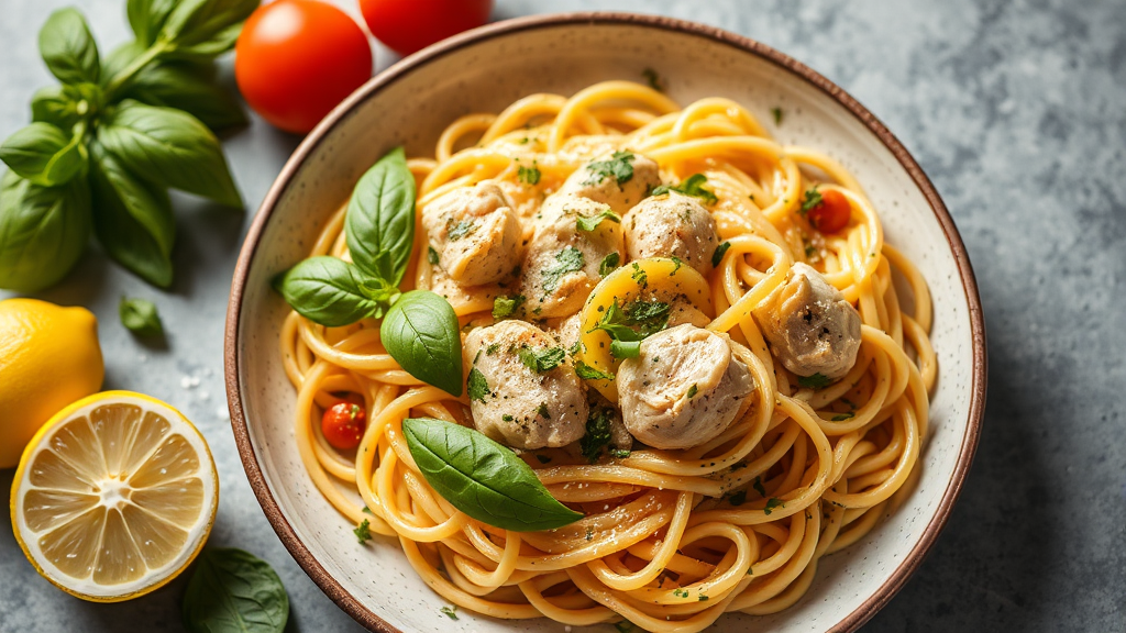 Lemon Basil Chicken Pasta