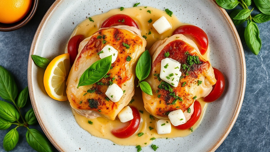 Lemon Basil Chicken Thighs with Prosciutto and Cheese