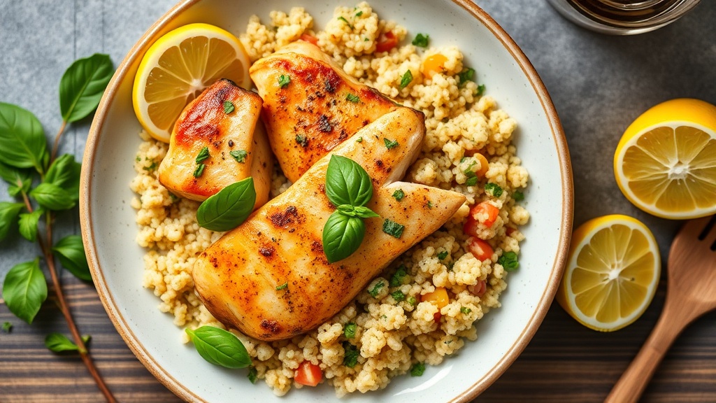 Lemon Basil Chicken with Garlic Quinoa