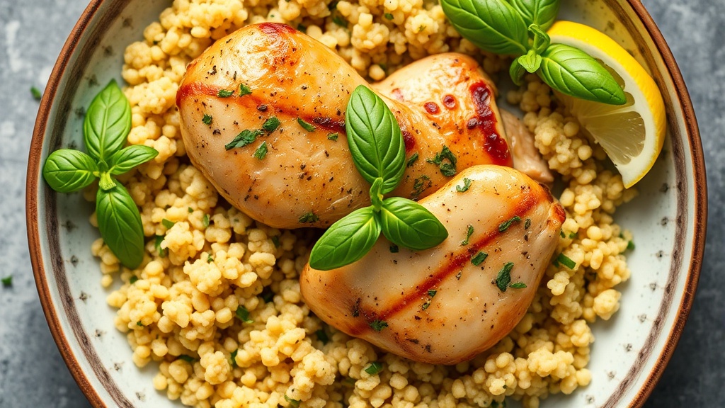 Lemon Basil Chicken with Garlic Quinoa