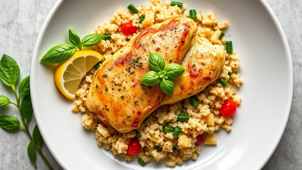 Lemon Basil Chicken with Quinoa Pilaf