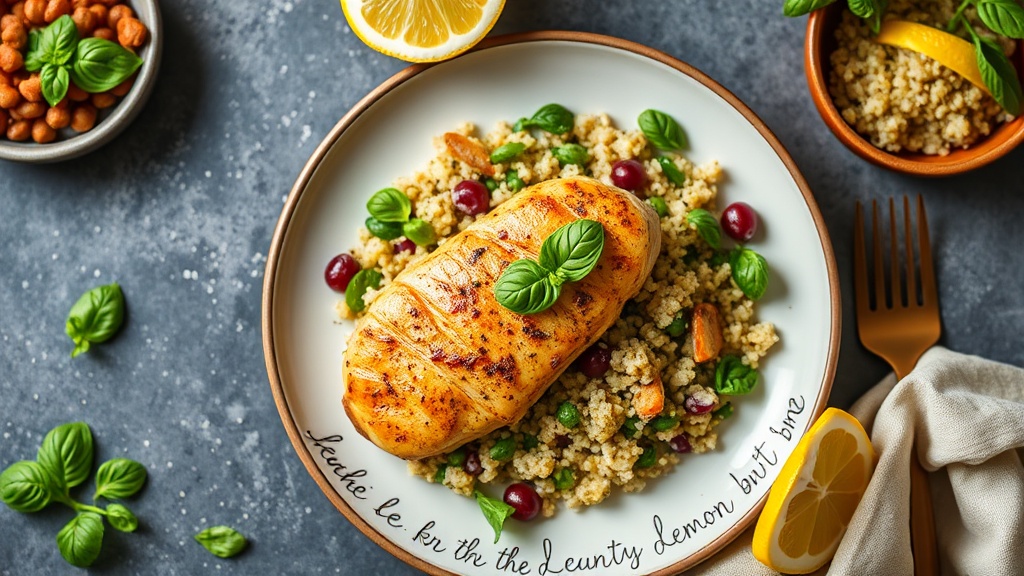 Lemon Basil Chicken with Quinoa Salad