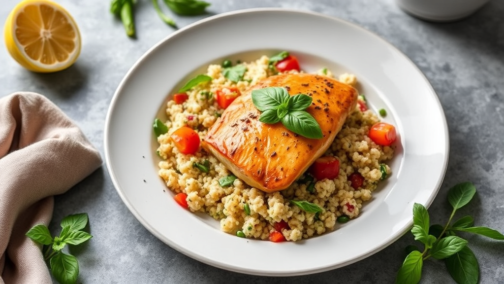 Lemon Basil Chicken with Quinoa Salad