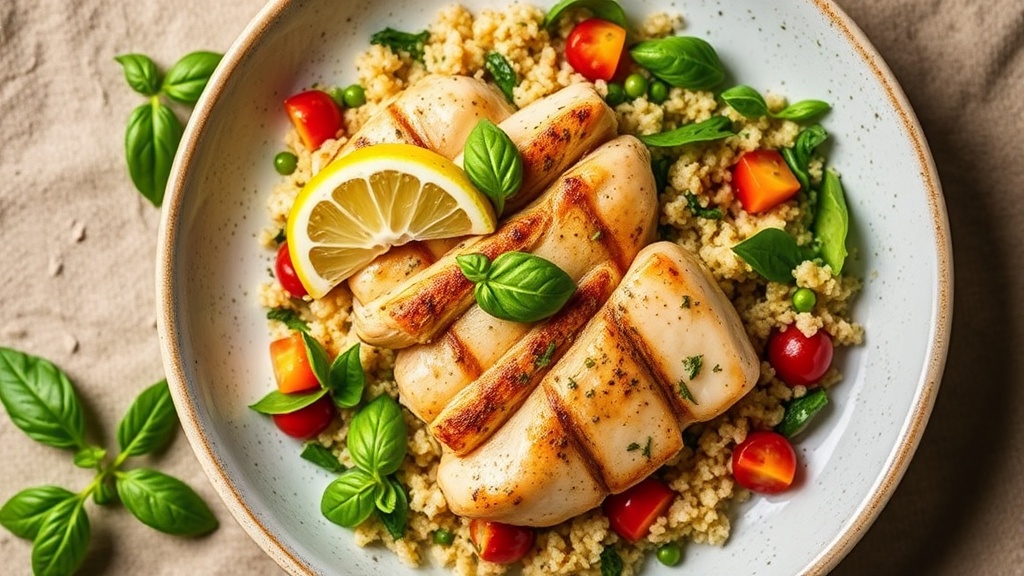 Lemon Basil Chicken with Quinoa Salad