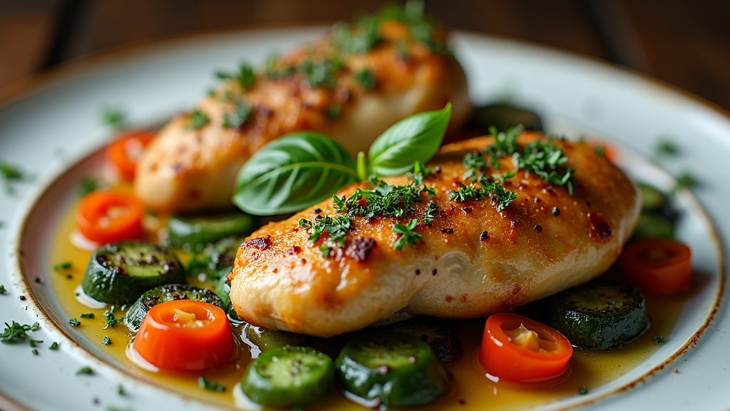 Lemon Basil Chicken with Roasted Vegetables