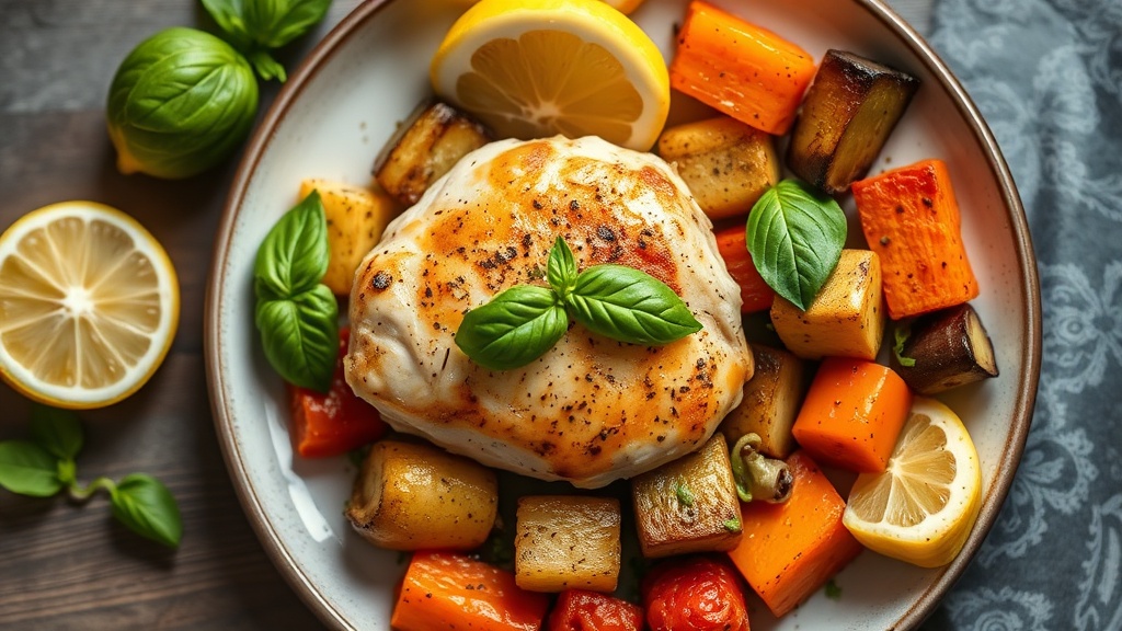 Lemon Basil Chicken with Roasted Vegetables