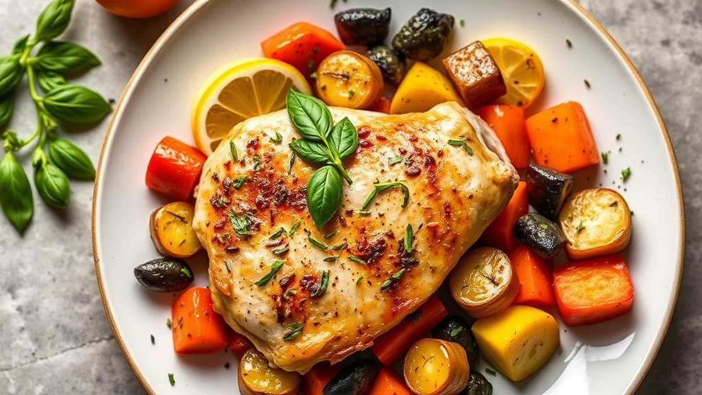 Lemon Basil Chicken with Roasted Vegetables