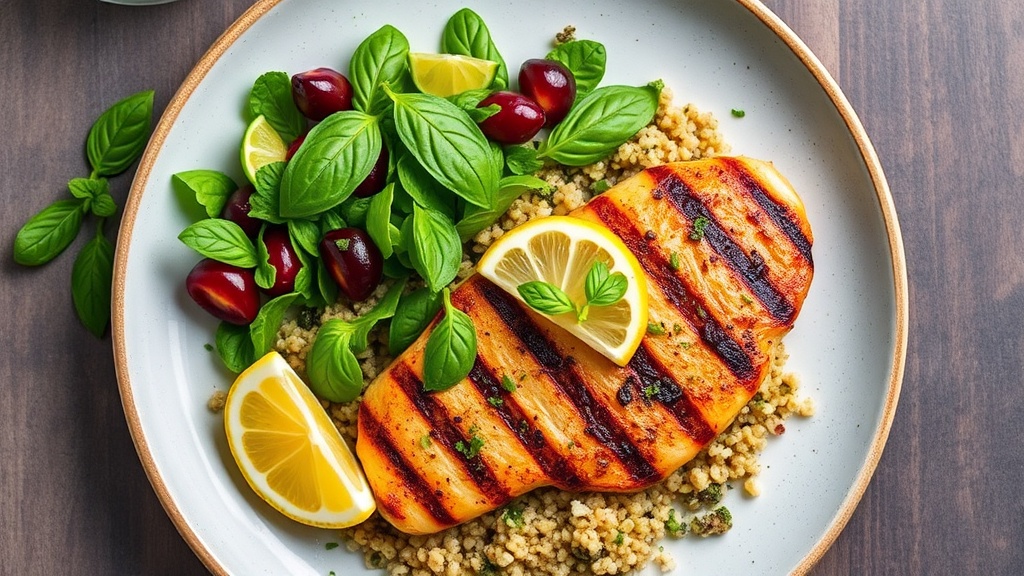 Lemon Basil Grilled Chicken with Quinoa Salad