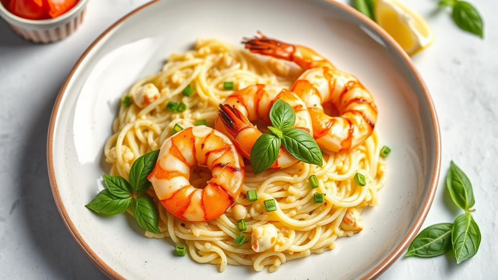 Lemon Basil Risotto with Grilled Shrimp