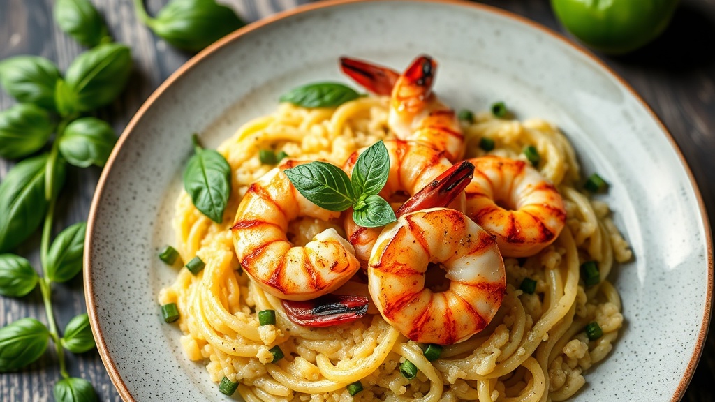 Lemon Basil Risotto with Grilled Shrimp
