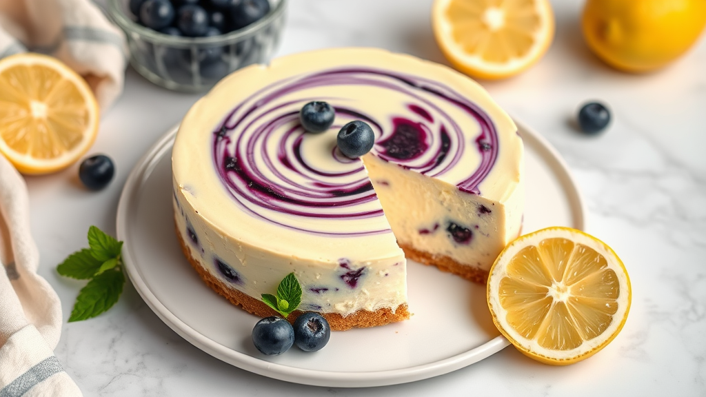 Lemon Blueberry Swirl Cheesecake