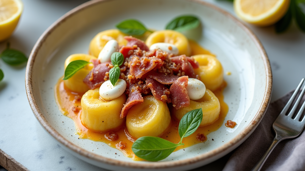 Lemon Burrata Gnocchi with Pancetta