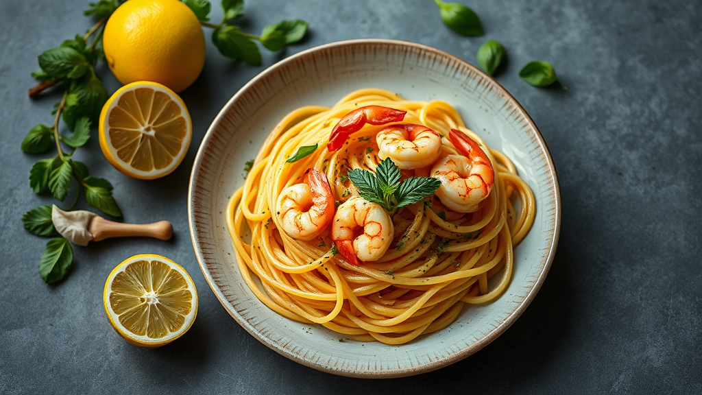 Lemon Garlic Shrimp Pasta