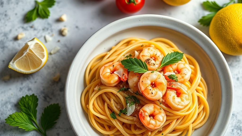 Lemon Garlic Shrimp Pasta