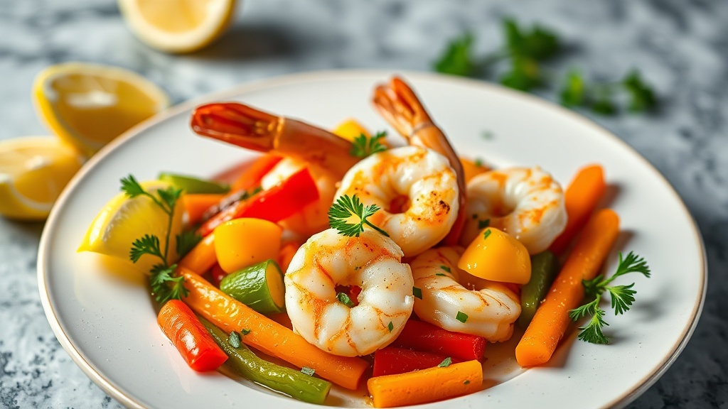 Lemon Garlic Shrimp with Bell Peppers and Carrots
