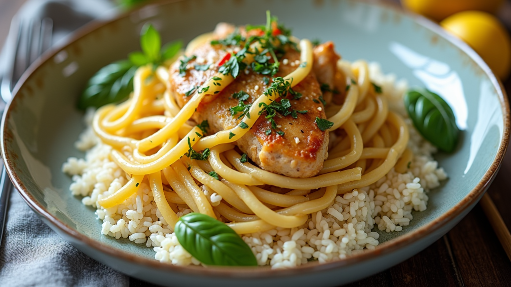 Lemon Herb Chicken Pasta with Rice