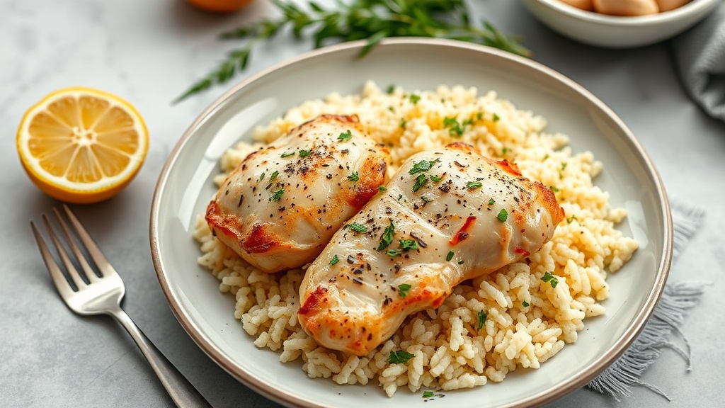 Lemon Herb Chicken Thighs with Garlic Rice