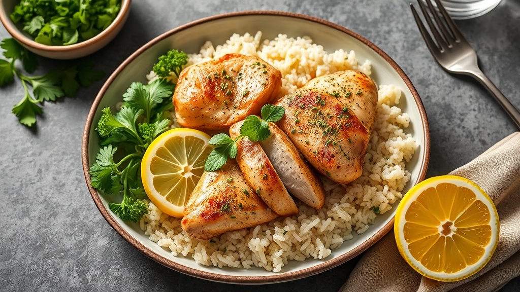 Lemon Herb Chicken with Cilantro Lime Rice