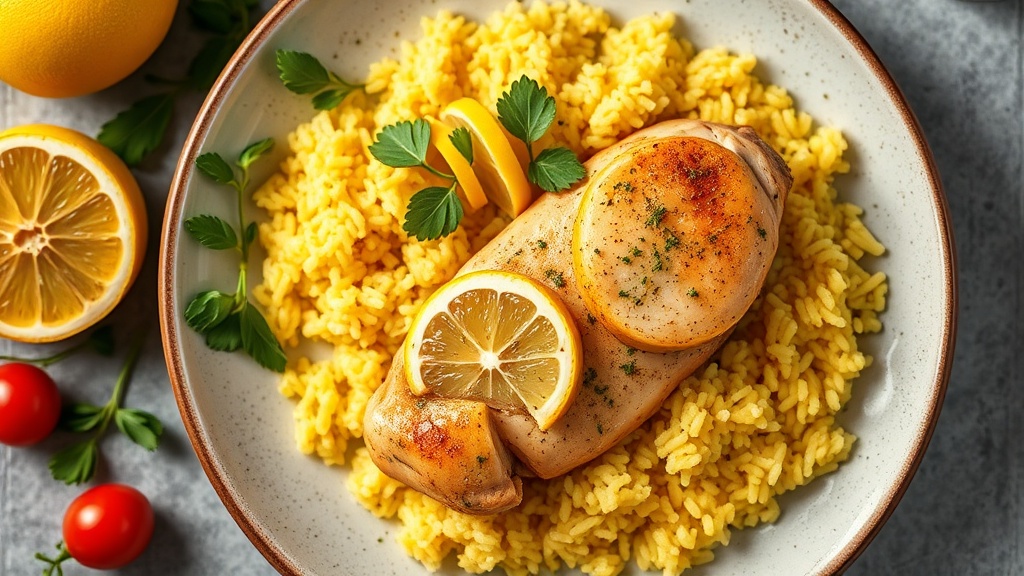 Lemon Herb Chicken with Saffron Short Grain Rice