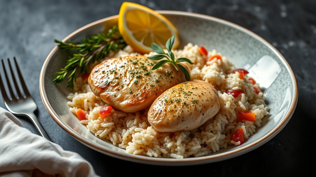 Lemon Herb Chicken with Short Grain Rice