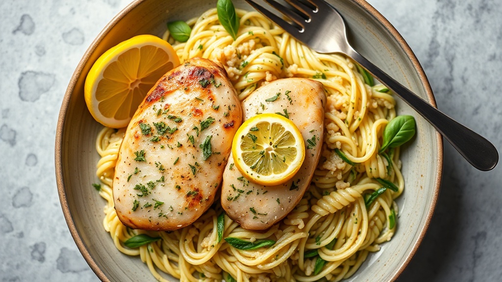 Lemon Herb Chicken with Zucchini Rice Pasta