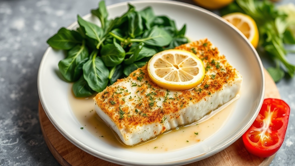 Lemon Herb Crusted Whitefish with Garlic Spinach