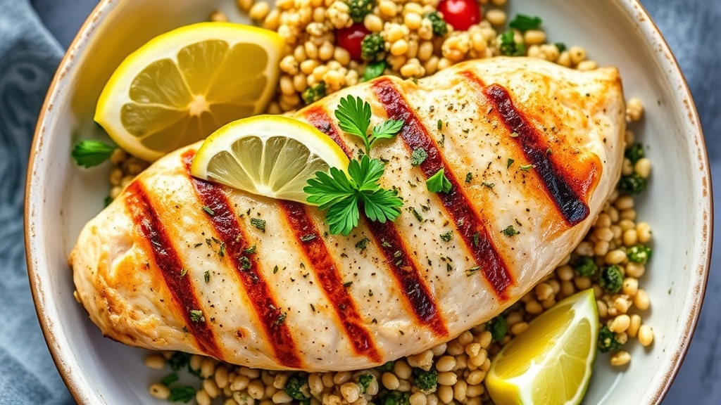Lemon Herb Grilled Chicken Breast with Quinoa Salad