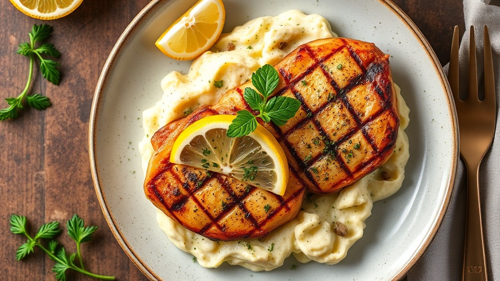 Lemon Herb Grilled Chicken with Garlic Mashed Potatoes
