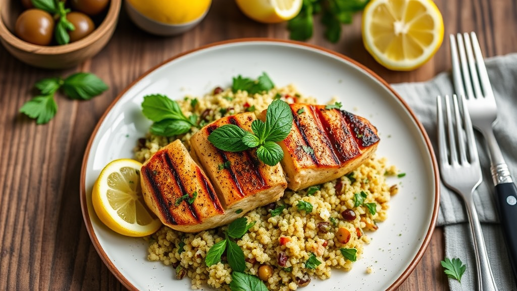Lemon Herb Grilled Chicken with Quinoa Salad
