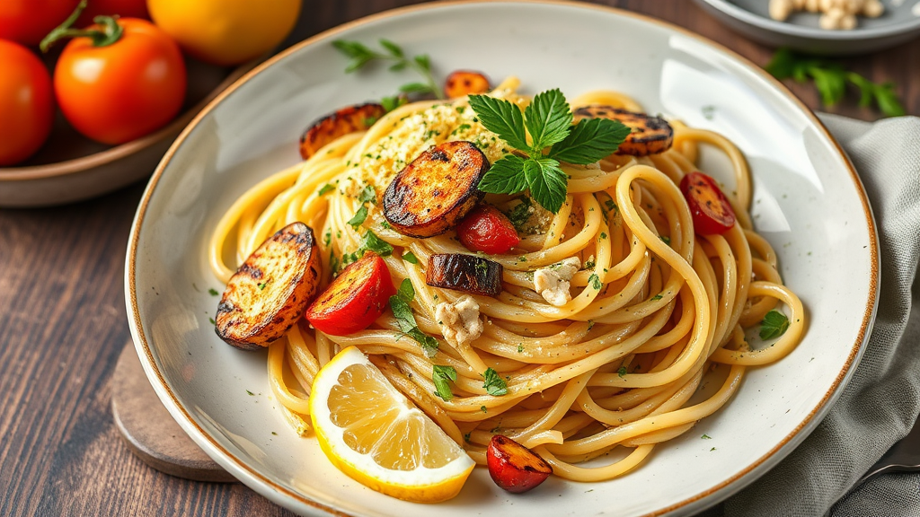 Lemon Herb Pasta with Grilled Vegetables