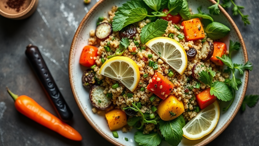 Lemon Herb Quinoa Salad with Roasted Vegetables