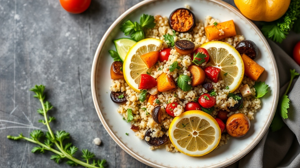 Lemon Herb Quinoa Salad with Roasted Vegetables