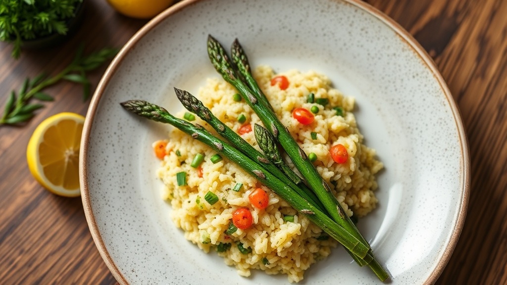 Lemon Herb Risotto with Grilled Asparagus